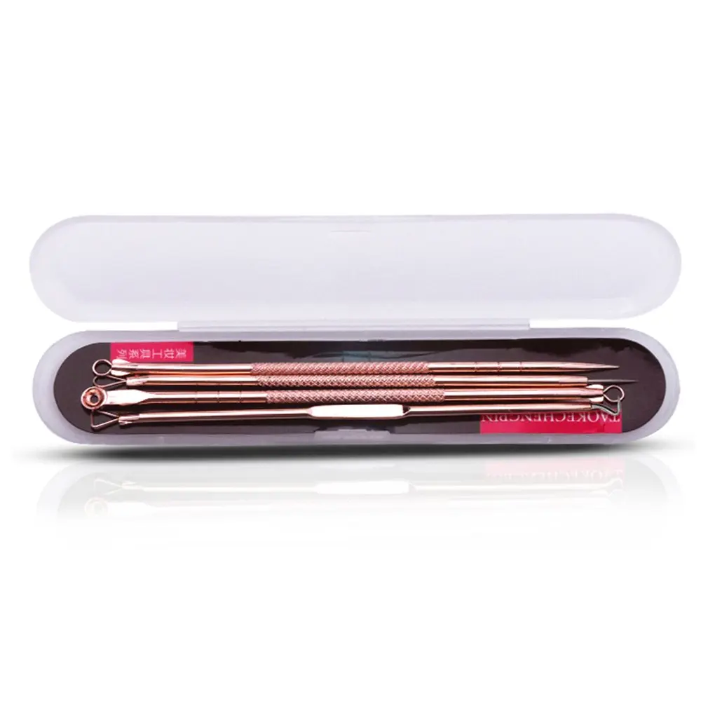 

4Pcs/Set Professional Portable Different Style Dual Heads Needle Blackhead Remover Pimple Acne Salon Beauty Kit Set