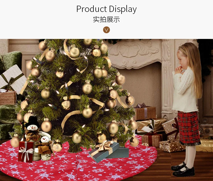 Christmas Tree Apron Christmas Christmas Decorations Red Brushed Snowflake Tree Skirt Tree Bottom Decorative Apron