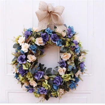 

40cm Oil Painting Rose Artificial Garland Hanging Wall Decoration For Wedding Scene Home Decoration Handmade Garland