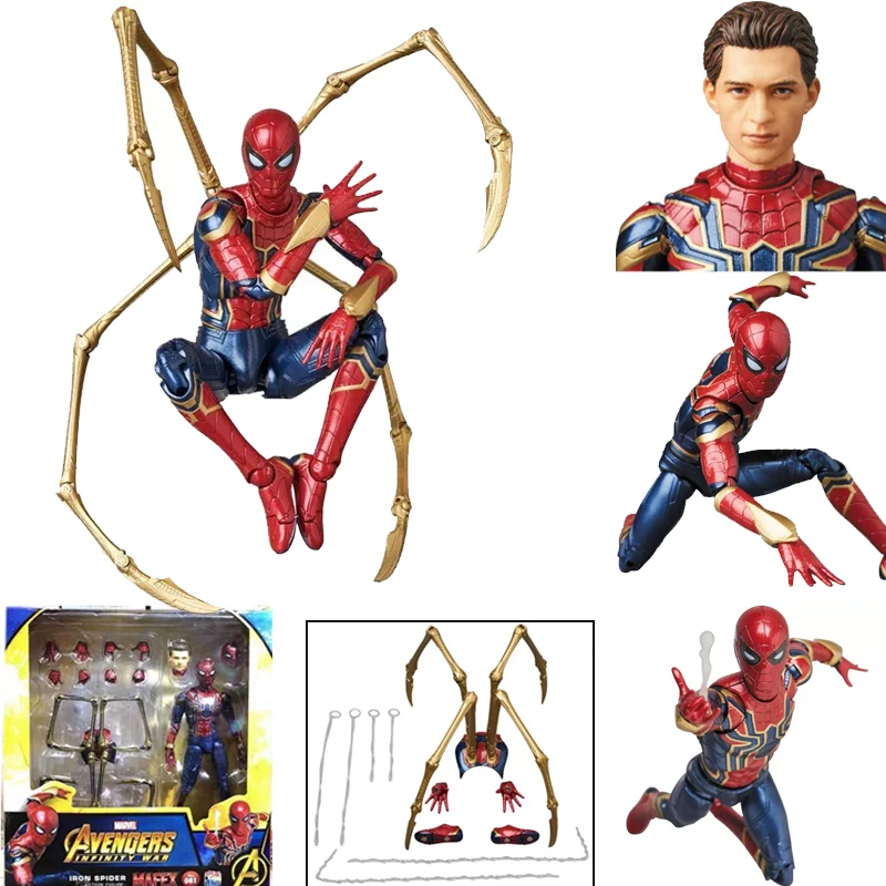 Мстители эндгейм Бесконечность война Spideman Mafex 081 Железный человек паук фигурка игрушки для Рождественский подарок