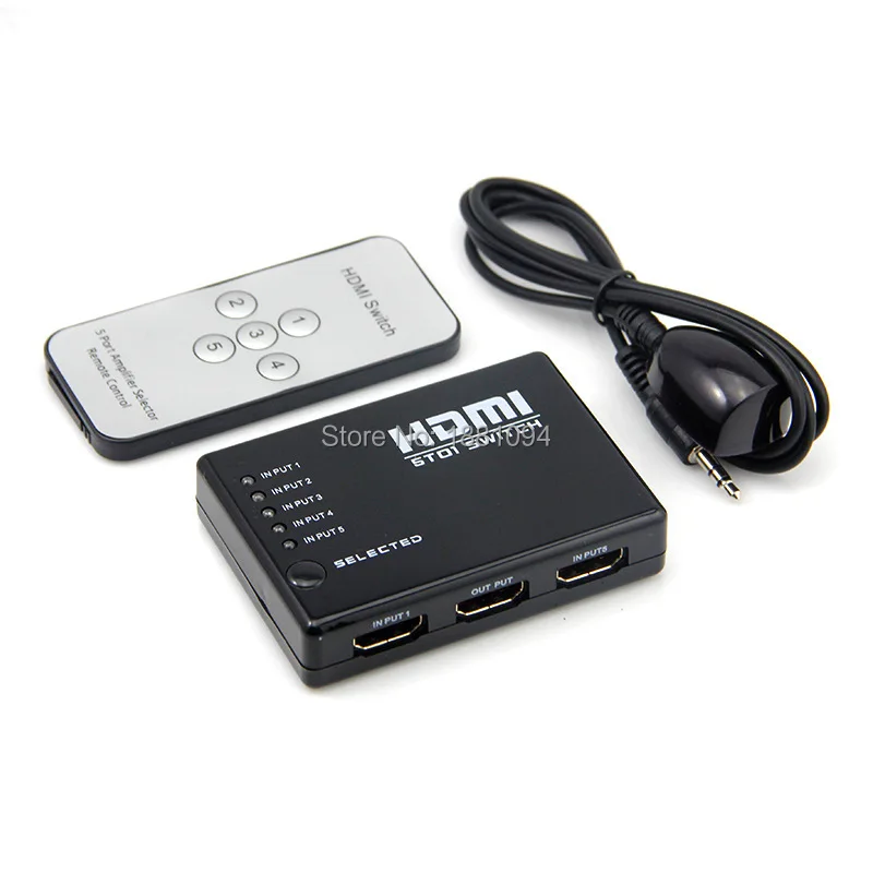 10 шт./лот Мини 5 Порт 1080P видео HDMI выключатель HDMI делитель с ИК Удаленный разделитель коробка для HDTV PS3 DVD