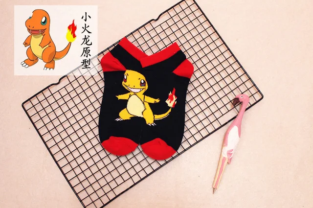 F Anime Pokemon Pikachu Pocket Monster Cosplay Prop Ankle Socks Hose Cartoon Snorlax Charmander Cotton Sock Kids Child Stockings - Цвет: F