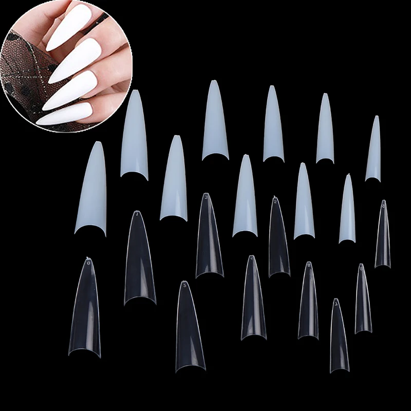 500 шт. Типсы для французского маникюра прозрачные/натуральные накладные