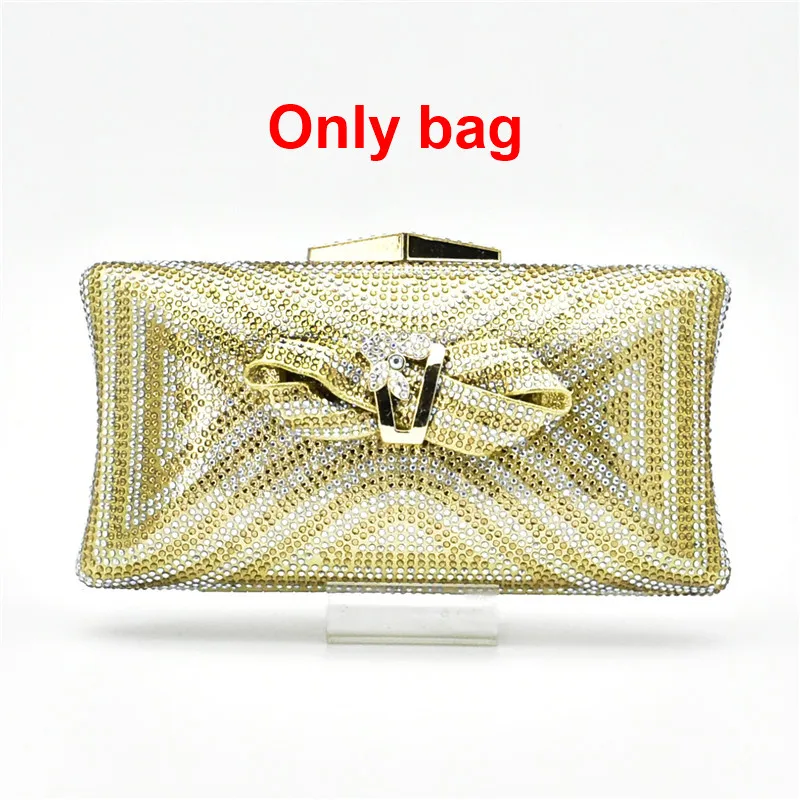 Gold bag only Итальянский Для женщин Свадебный комплект из обуви и сумки, украшенные Стразы по выгодной цене с доставкой в Для женщин в комплекте комплект из обуви и сумки в нигерийском стиле, обувь для вечеринок - Цвет: Gold bag only