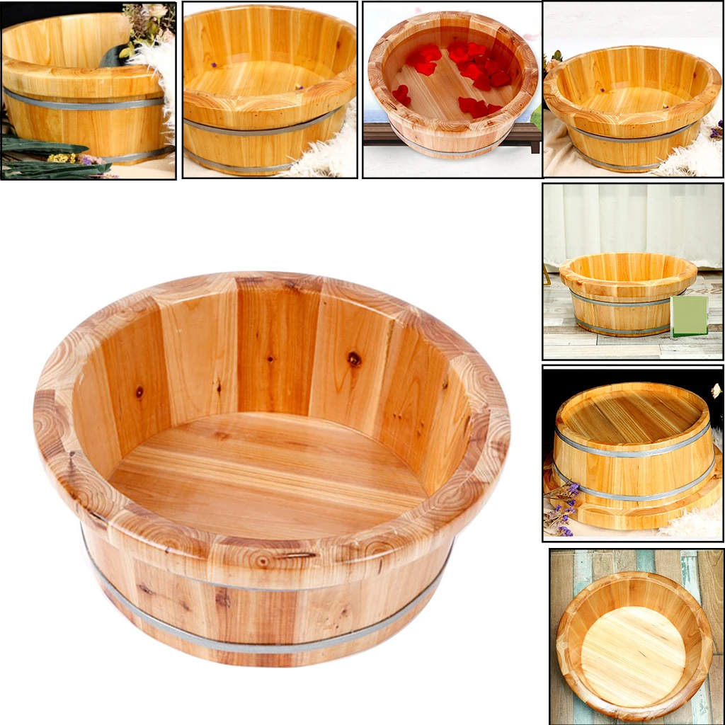 Portable cedar solid wood thermal insulation foot bucket wooden bucket