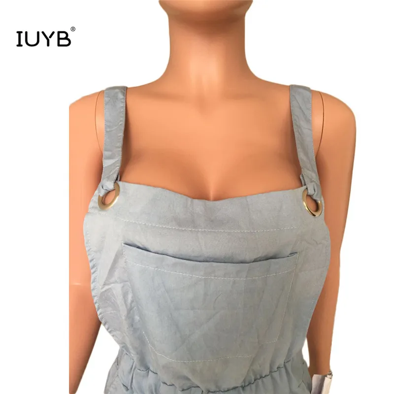 IUYB OJS9127 карандаш длинный костюм пляжного типа без рукавов тонкий сплошной сексуальный женский новое летнее джинсовое Высокая Stree Короткие штаны повязки