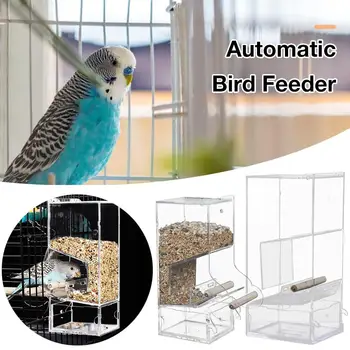 

Bird Feeder Acrylic Transparent Automatic Cage Seed Catcher Tray Food Dish For Parrot Lovebirds Cockatiels Feeder