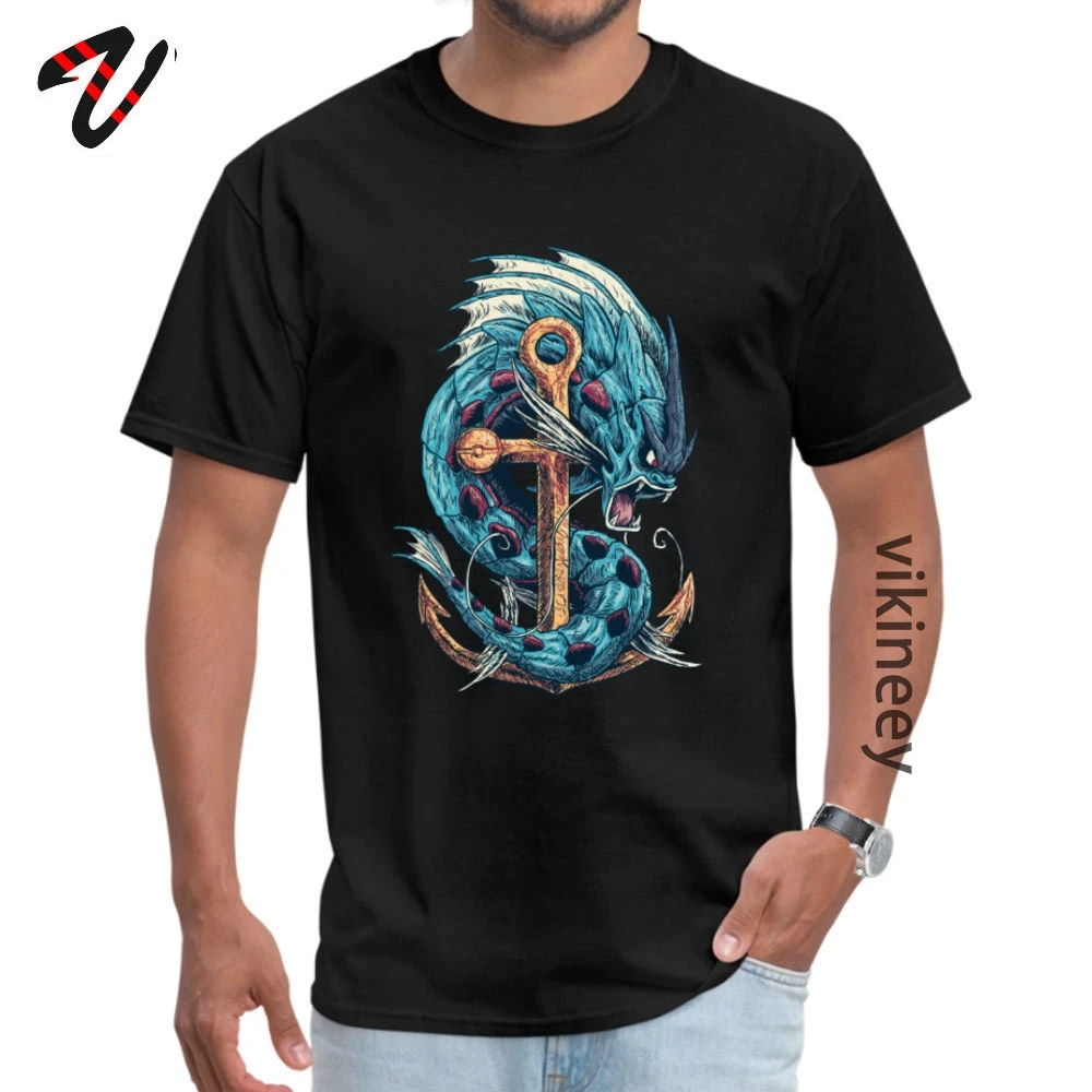 Tops T Shirt Anchor_monster_ Clothing Shirt Summer Family Casual Short Sleeve 100% Cotton O-Neck Adult Top T-shirts Casual Anchor_monster_3957 black