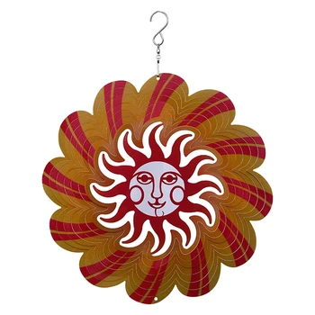 

Metal Garden Sun Wind Spinner 12 Inch 3D Stainless Steel Outdoor Cardinal Yard Spinner with Hanging Hook for Patio