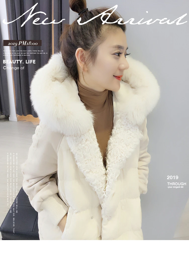 BOBOWALTZ Ozhouzhan WOMEN'S Dress Winter New Style Elegant Mid-length Korean-style Hooded Fur Collar down Jacket