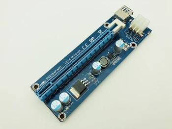

008C PC PCIe PCI-E PCI Express Riser Card 1x to 16x USB 3.0 Data Cable SATA to 6Pin IDE Molex Power Supply for BTC Miner Machine