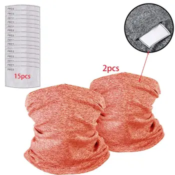 

2 Pack Multi-Purpose Bandana Neck Gaiter with 15Pcs PM2.5 Filters Face Cover