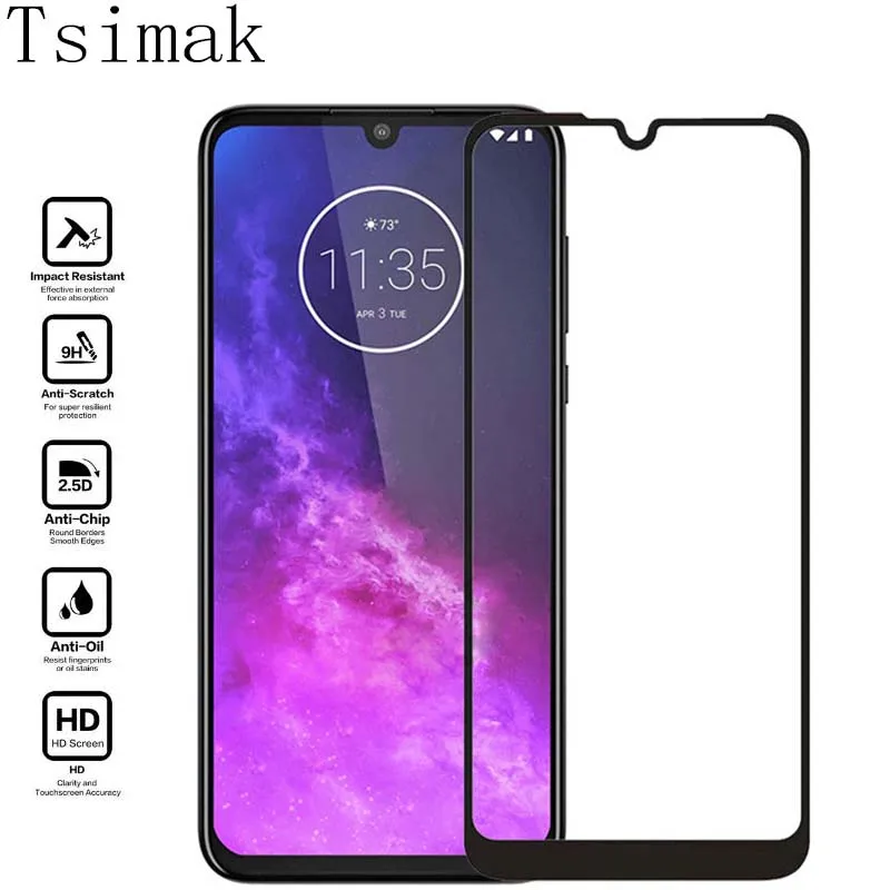 Полноэкранное Защитное стекло для Motorola Moto One Action Vision Zoom Защита экрана Hyper Macro G Pro