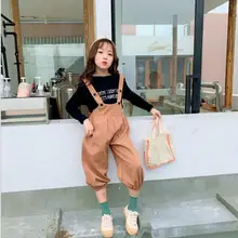 Новое поступление, комбинезоны для девочек хлопковые осенние модные штаны для девочек 4-9 лет, C103