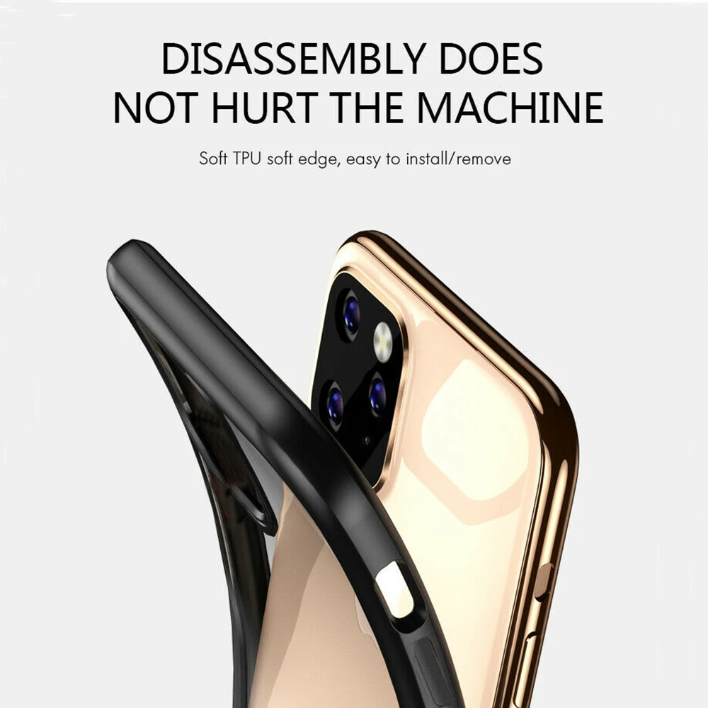 LLZ. COQUE противоударный чехол для IPhone 11 Pro Max TPU бампер Гибридный чехол для Iphoen 6 7 8 Plus Xs X Xr Max тонкий прозрачный чехол