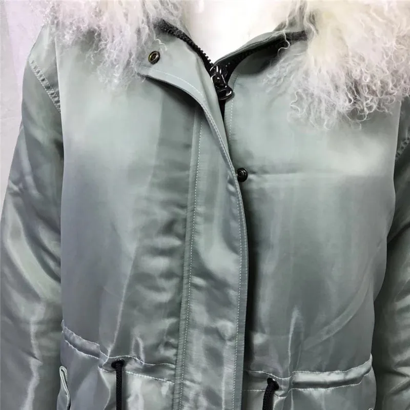 Зеленое Мужское пальто модное из шерсти ягнёнка меховой воротник и высокое качество искусственный мех подкладка воротник может быть съемным