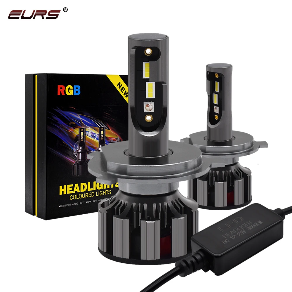 EURS H4 LED H7 APP Bluetooth ovládání RGB auto LED světlomet H1 H3 H8 H11 H8 H9 9005 9006 D2S D3S 9004 9007 H13 auto světlomet cibule