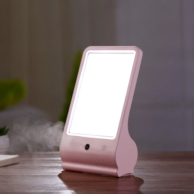 

Beauty makeup mirror table lamp Creative rechargeable led dressing table mirror with light storage box mirror