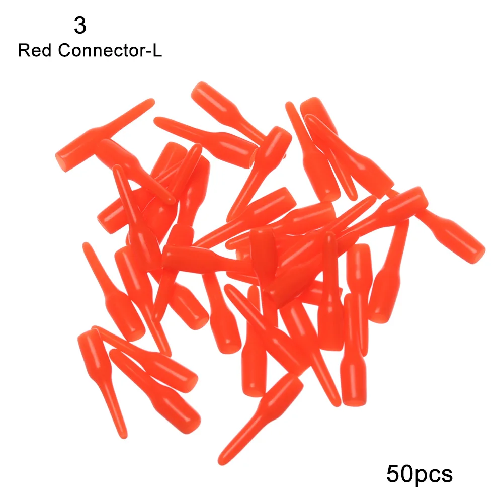 Red Connector -L 50 шт. Рыболовные Поплавки Дрифт хвост заметные резиновые бобы и разъемы Flotador Pesca рыболовные снасти инструменты аксессуары - Цвет: Red Connector -L
