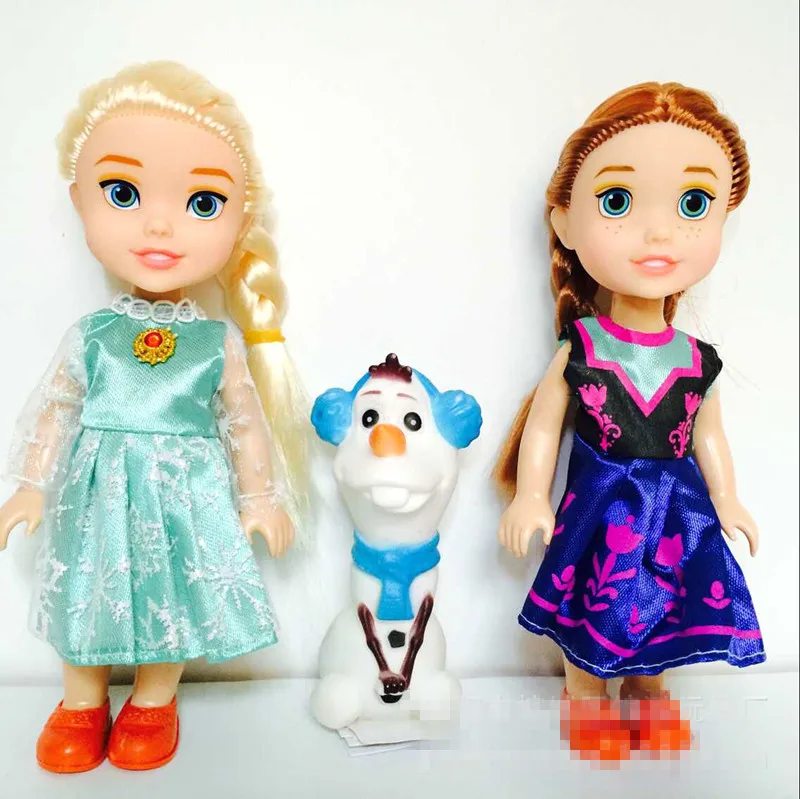 3pcs Frozen Princess Anna Elsa Dolls For Girls Toys Princess Anna Elsa Dolls 8 styles of clothes 16cm Small Plastic Baby Dolls