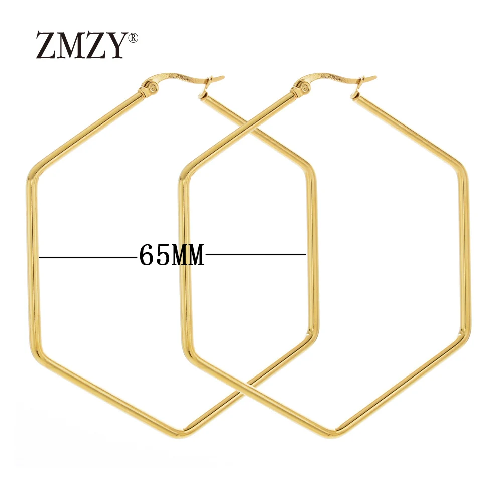 KD0115 ZMZY Модные Простые панк большие висячие массивные из нержавеющей стали шестиугольные геометрические золотые серьги женские серьги для женщин ювелирные изделия - Окраска металла: KD0115