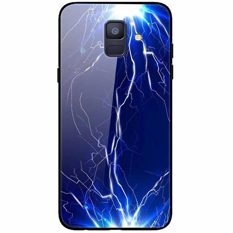 Luxury Case For Samsung Galaxy A8 A6 Plus 2018 Cover Glass Tempered Fashion Coque for Samsung A8 2018 Cases Shockproof A8Plus kawaii samsung phone cases Cases For Samsung