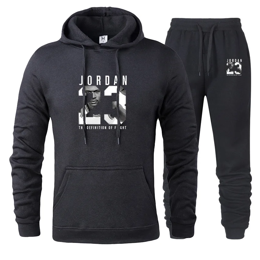 

New men's and women's hoodie suit Jordan 23 sportswear sweatshirt suit wool hoodie + sweatpants jogging homme pullover 3XL sport