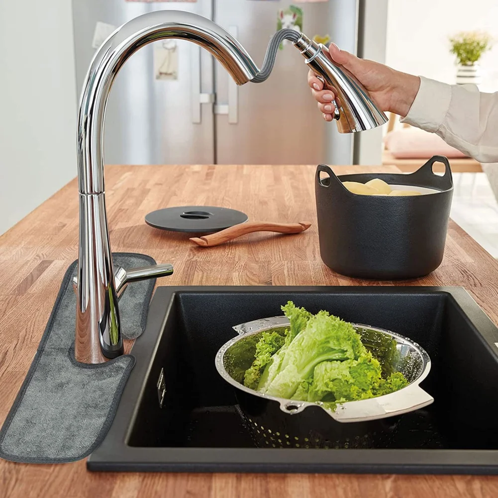 

4Size Kitchen Faucet Absorbent Mat Sink Splash Guard Microfiber Faucet Splash Catcher Countertop Protector for Kitchen Bathroom