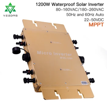 

1200W Waterproof on Grid Tie Inverter MPPT Smart Micro Solar inverter pure sine wave inverter DC 22-50V for solar system panels