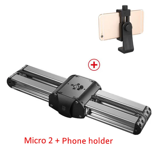 with phone holder Микро 2 камеры слайдер рельсовая система Долли профессиональный портативный путешествия Видео слайдер для DSLR камеры смартфон ARRI MINi - Цвет: with phone holder