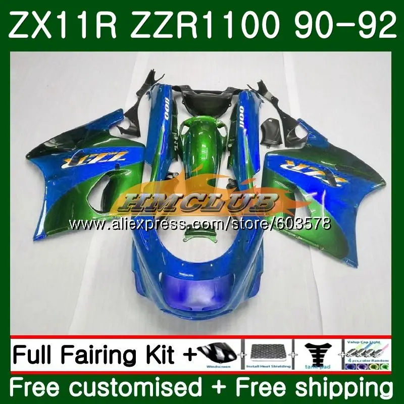 Средства ухода за кожей для KAWASAKI NINJA ZX-11R ZZR 1100 ZX 11R 1990 1991 1992 28CL. 90 синий зеленый ZZR1100 ZX11 ZX-11 R ZX-11R 90 91 92 обтекатель - Цвет: No. 1
