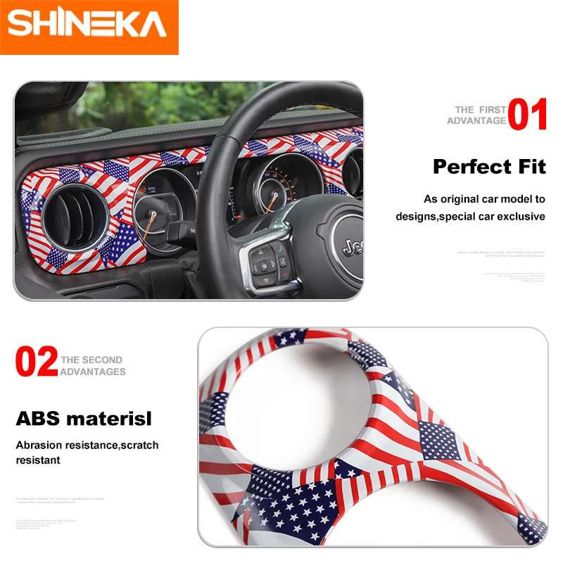 SHINEKA интерьерные молдинги для Jeep Wrangler JL+ панель управления приборной панели автомобиля панельная Накладка для коробки передач для Jeep Wrangler JL