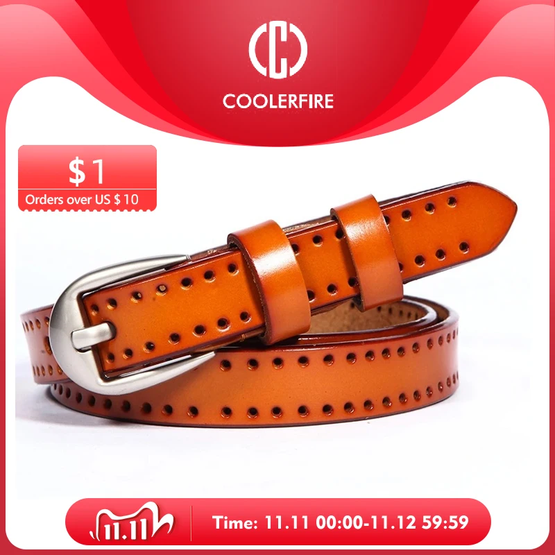 

COOLERFIR New genuine leather pin buckle Women's belt Casual Fashion cowskin waistband belt for high quality female girdle LB001