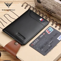 WILLIAMPOLO RFID Men's Leather Wallet Slim Male Wallets Credit Card Door Small Purse Resale Bargains Wallet For Fathers Day #296 1