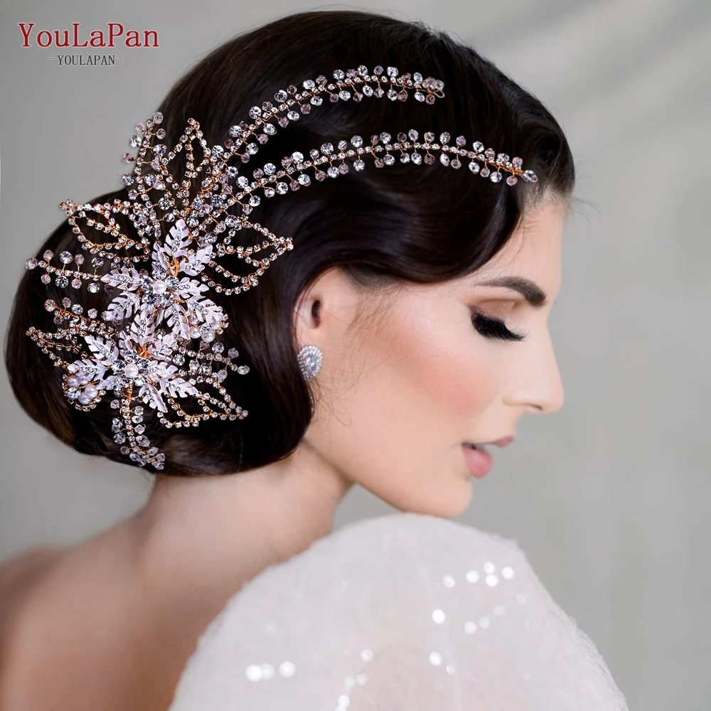 YouLaPan HP254 Wedding Hair Accessories Bridal Delicate Wire Headband Women Headpiece Bridal Handmade Crystal Hair Accessories