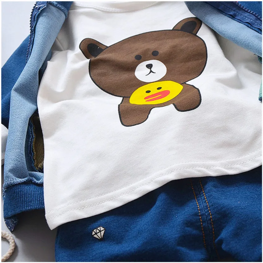 Новая модная повседневная одежда для маленьких мальчиков 0-4 лет Одежда для маленьких мальчиков комплект одежды для мальчиков: куртка с рисунком+ футболка+ штаны