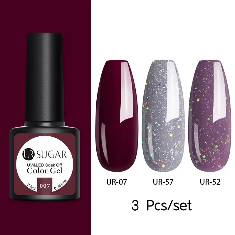 3pcs 2 Ur Sugar 2 шт. набор гель-лаков для ногтей цвет светодиодный Гель-лак для ногтей Полупостоянный лак для ногтей Блестящие Блестки Гелевые наборы - Цвет: 3pcs 2