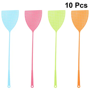 

10pcs Longer Handle Mosquito Swatter Home Fly Mosquito Net Swatter Creative Swatter (Random Color)