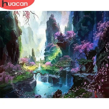 

HUACAN Paint By Number Lake Drawing On Canvas Gift DIY Pictures By Numbers Scenery Kits Hand Painted Paintings Art Home Decor