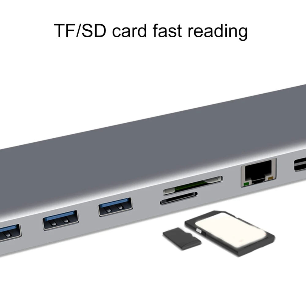 11 в 1 Тип C USB концентратор USB-C к HDMI концентратор usb type-C к USB3.0 TF HDMI VGA RJ45 Мини DP док-станция адаптер для MacBook Pro
