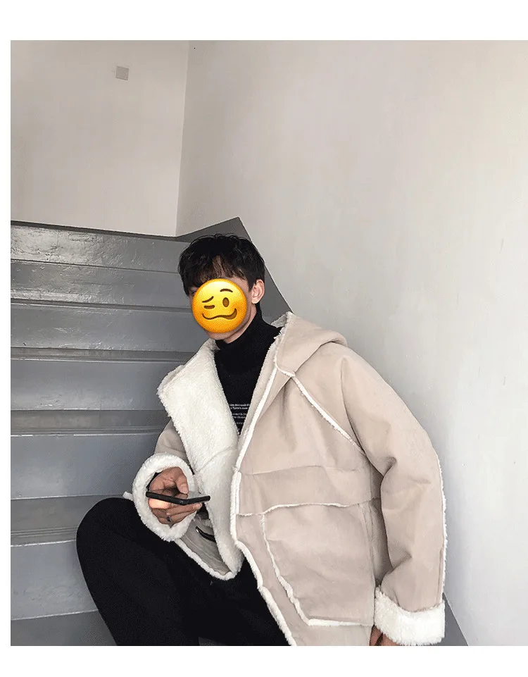Lamb Wool Fleece Winter Nice Quality Jacket Men Thick Warm Parka Windproof Streetwear Hip Hop Student Clothes Korean Coat
