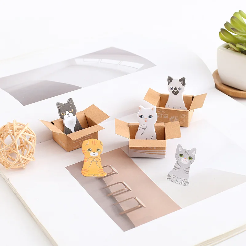 

Creative Kawaii Cartoon Cat Carton N Times Stickers Cute Kitten Notes Portable Sticky Notes Office Student Supplies Stationery
