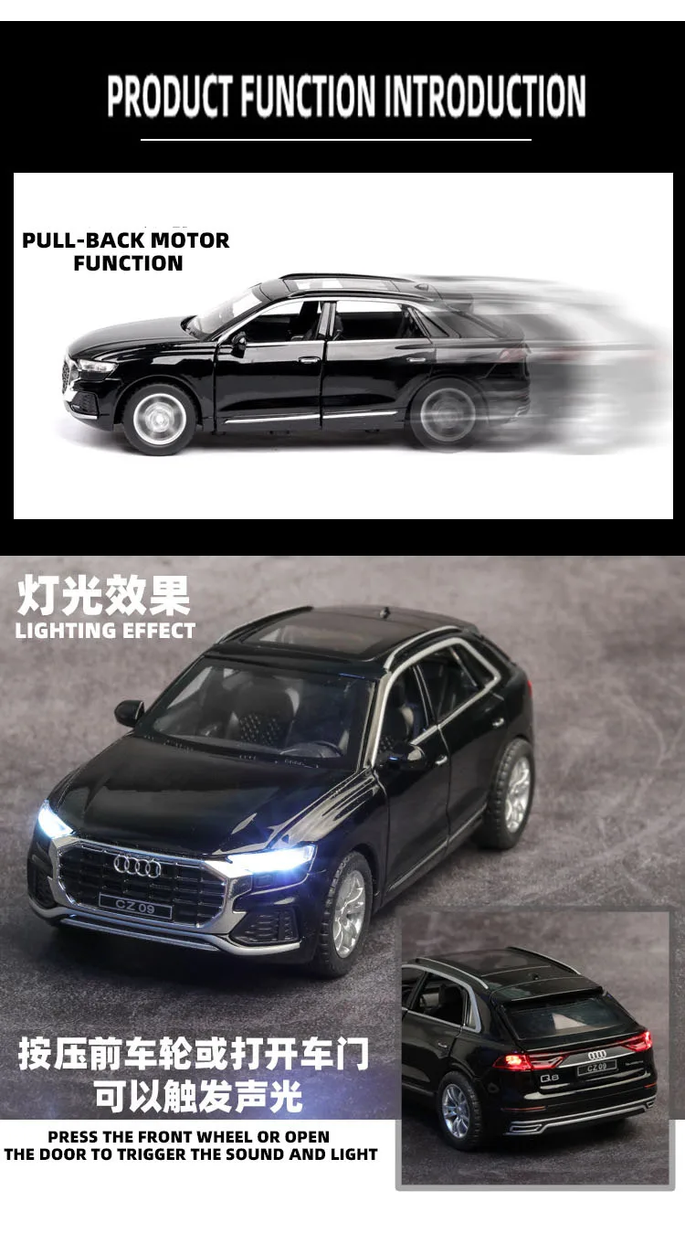 1/32 высокое моделирование Q8 Diecasts и Игрушечная модель автомобиля со звуком и светом коллекционная машинка Игрушки для мальчиков подарок для детей brinquedos