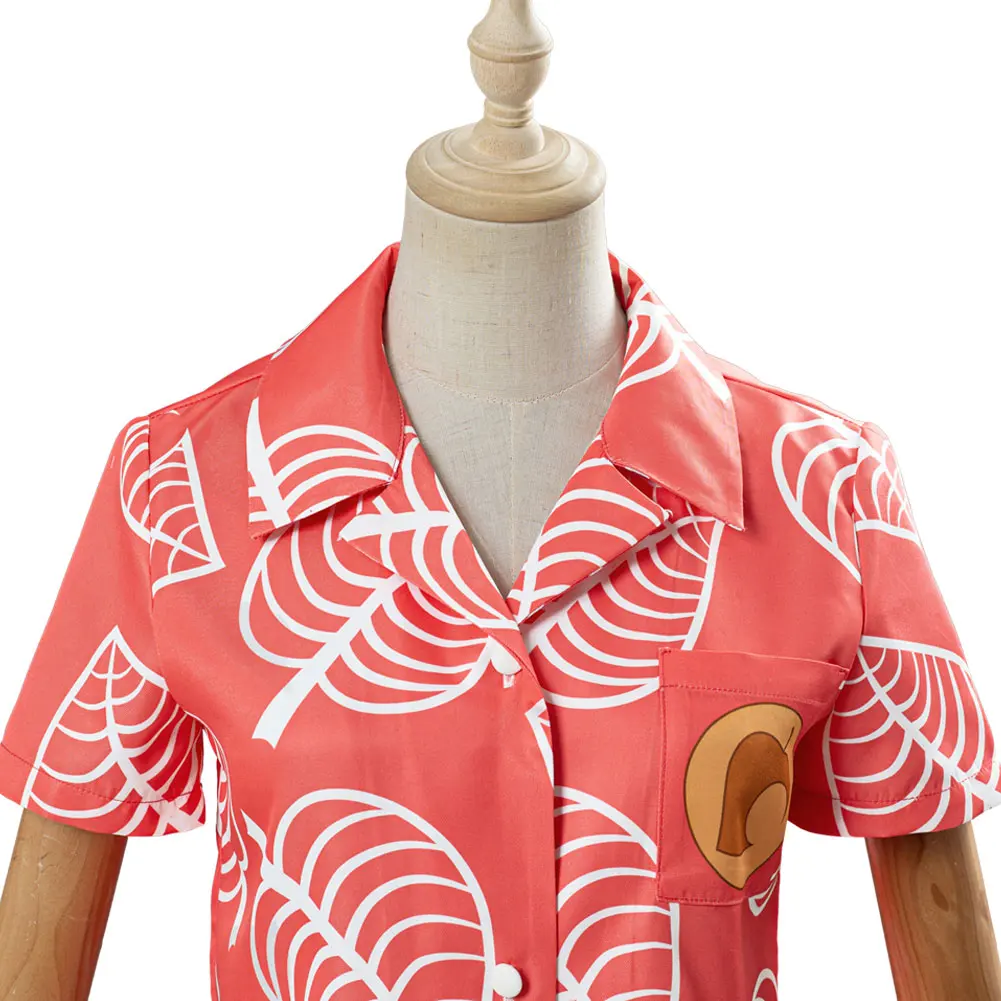 Adult Kids Game Animal Crossing Cosplay Costume Isabelle Women Short Sleeve Shirts Role Play Tops Halloween Uniform Suit