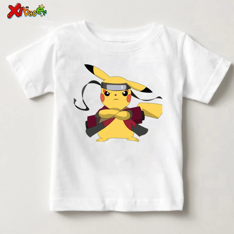 Новинка, Детская футболка с принтом «Chudori Pikachu» Летние повседневные топы для мальчиков и девочек, детская мягкая белая футболка Топы для мальчиков, топы для девочек