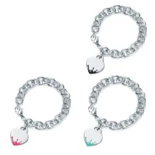 Браслет TIF из стерлингового серебра 925 пробы в форме сердца, три цвета, не отбеливающая цепочка, подарок на праздник для девушки