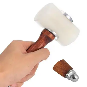 

Handheld T Shape Leather Carving Hammer Wood Handle Nylon Leather Carving Mallet DIY Craft Tool