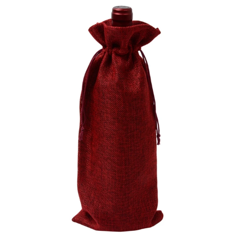 Burgundy New-12Pcs прочные сумки для вина из нетканого полотна, льняная красная бутылка для вина, стеклянная сумка, сумка для путешествий, Подарочная сумка для свадьбы, многоразовая упаковка для свадеб - Цвет: Burgundy