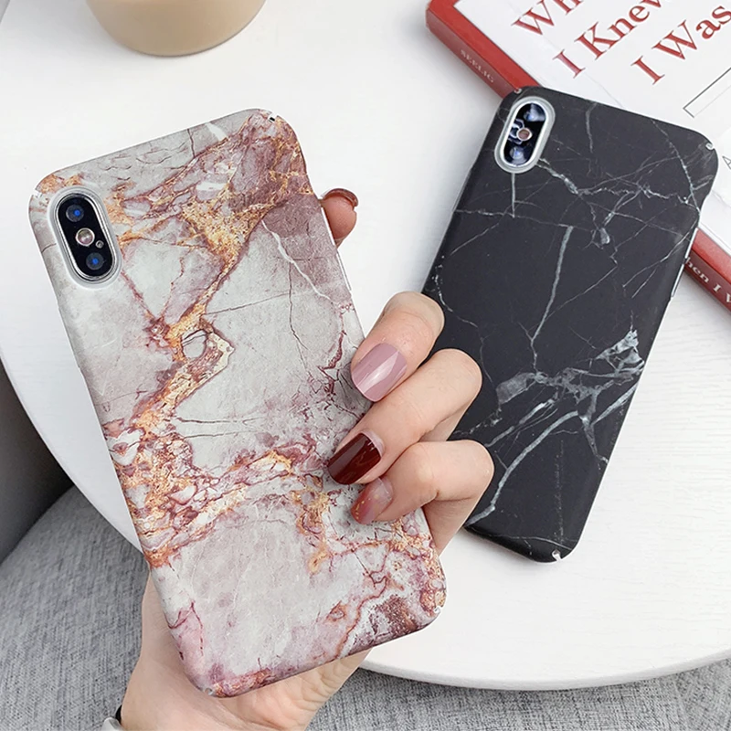 

Marble Texture Granite Stone Case For iPhone XR XS Max XS Utral Thin Hard PC matte surface Back Cover For iPhone 7 8 6 6s Plus X