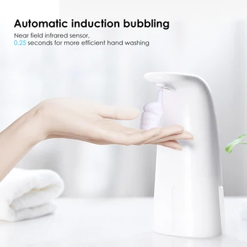 

250ml Automatic Soap Dispenser Induction Foaming Hand Washer 0.25s Infrared Sensor Wash Bathroom Kitchen School Hotel Soap Wash